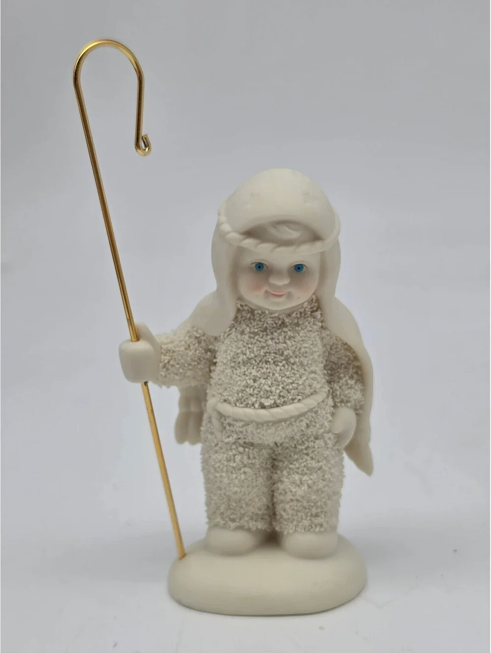 Vintage Ceramic Shepherd Figurine with Gold Staff